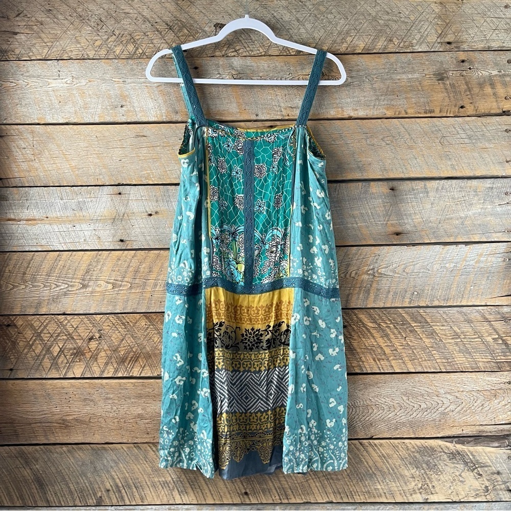 Tiny for Anthropologie Scarf Printed Tunic Dress Crochet Front Pockets Small - Picture 6 of 15